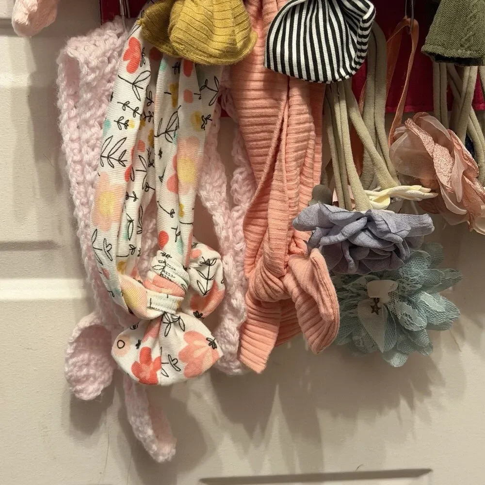 39 Baby Girl Headbands Lot Bows Floral Knotted Turban + PACMAXI Organizer